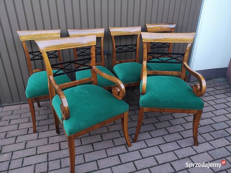 KrzesłaFotele Komplet Biedermeier Orzech Stare Swarzędz