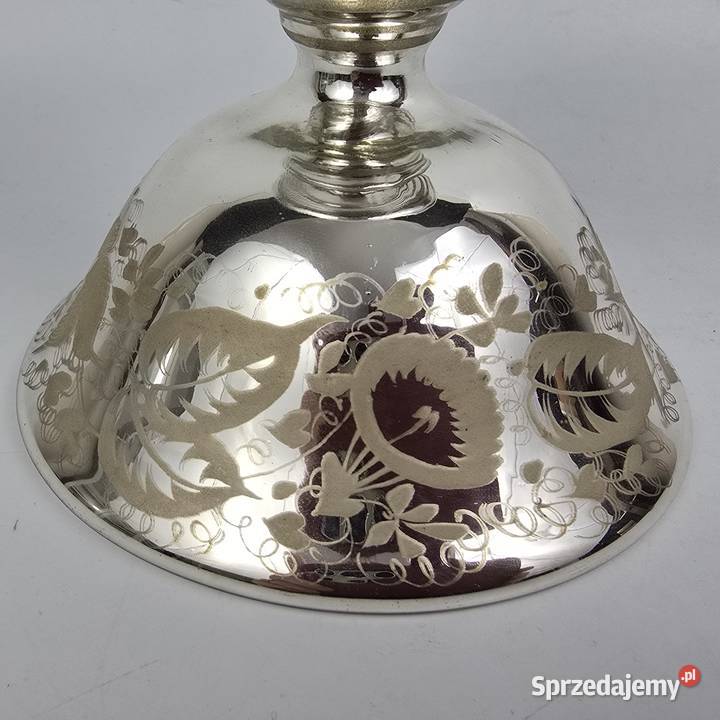 Puchar czarka szkło rtęciowe bauren silber Śląsk Bronisze