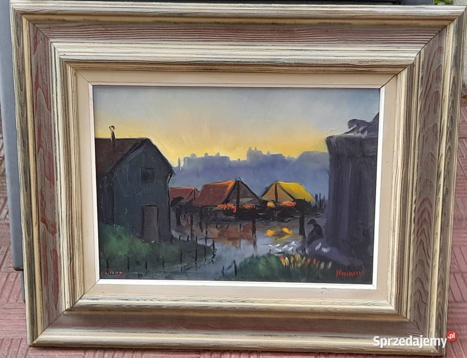 Widok na Paryż obraz olejny deska sygnowany Malarstwo Iłża