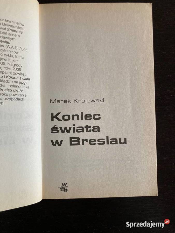Marek Krajewski Koniec świata w Breslau Książki i Podręczniki Elbląg sprzedam