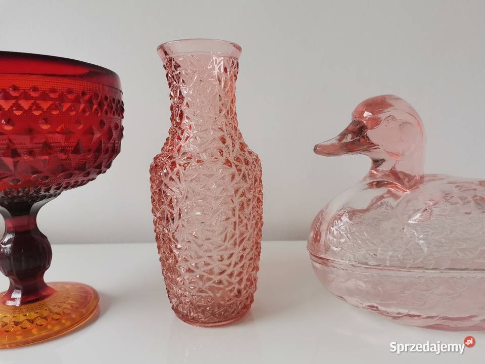 Stary różowy wazon Grys Lodowy huta Prądniczanka Katowice