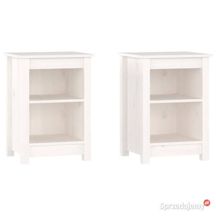 Szafki nocne 2 białe 40x35x55 lite drewno