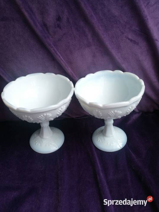 Pucharki palemki lattimo prl Porcelana i szkło