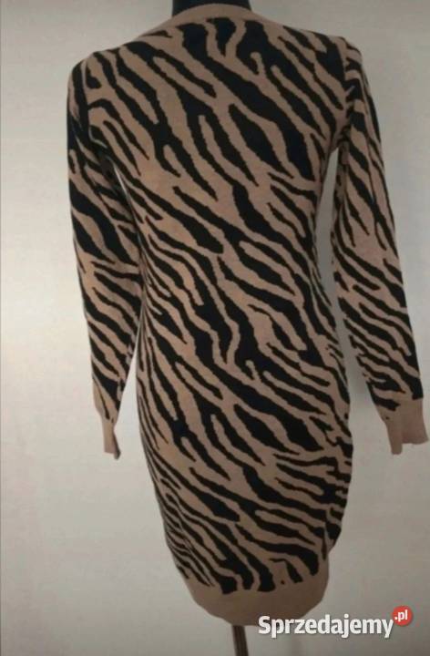 Sukienka dzianinowa paski zebry ocieplana Krosno sprzedam