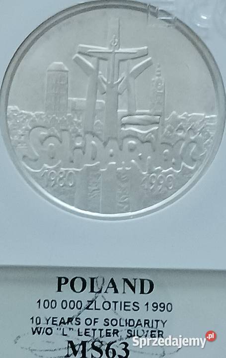 100 000 Solidarność 1990 r TYP B MS63 GCN Numizmatyka wielkopolskie Konin