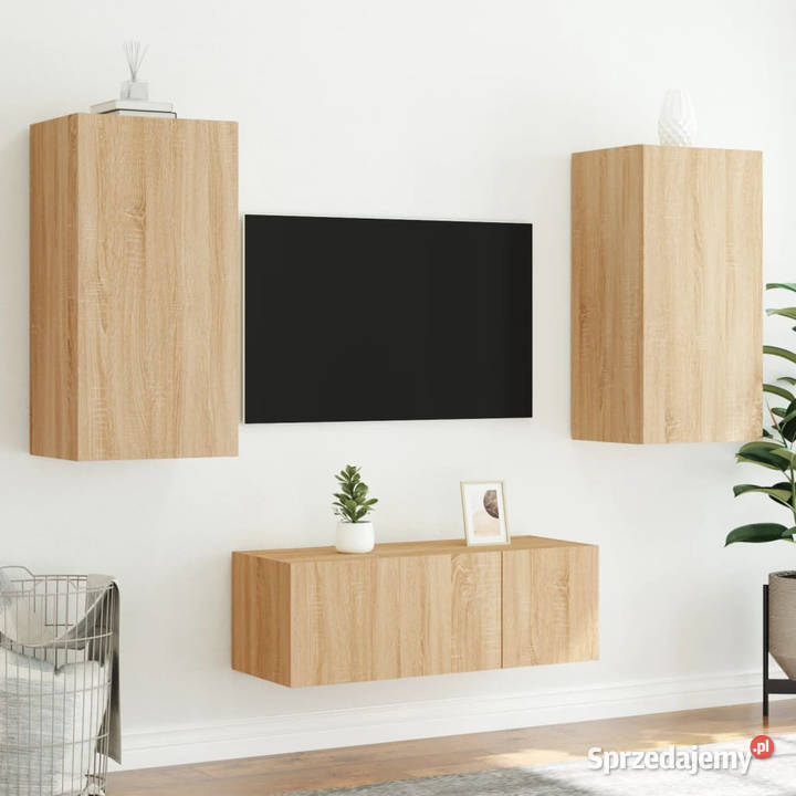 4częściowy zestaw mebli TV z LED dąb sonoma Warszawa sprzedam