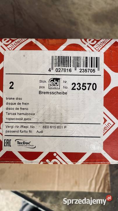2 x Tarcza hamulcowa FEBI BILSTEIN 23570 Audi osobowe Elbląg