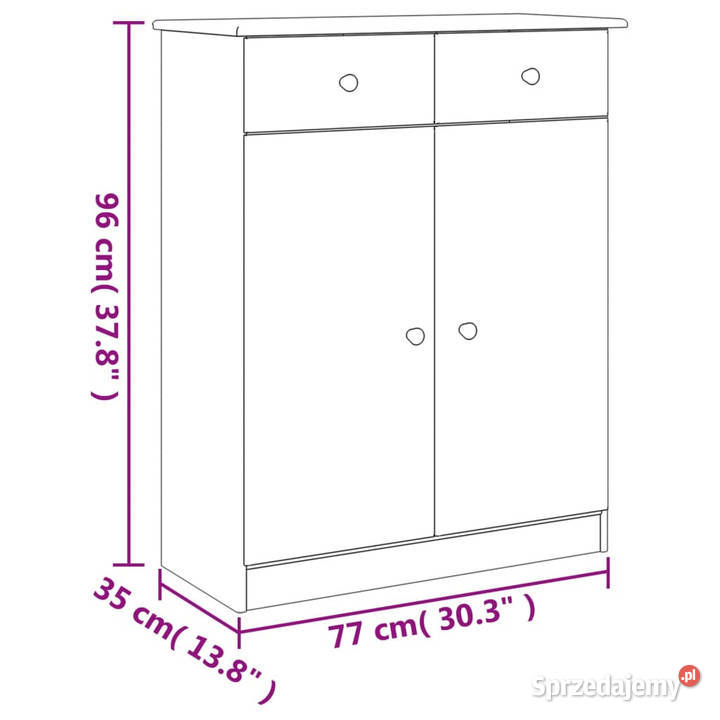 Szafka nocna ALTA biała 77x35x96 drewno sosnowe
