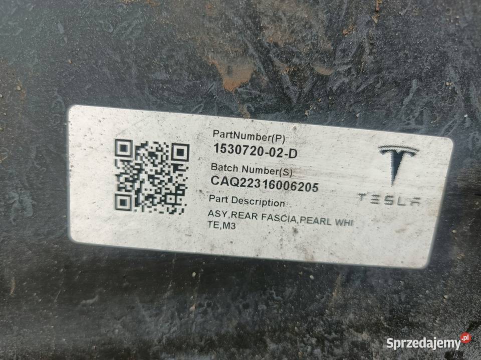 TESLA 3 ZDERZAK TYL TYLNY 2017 153072002D Przemęt