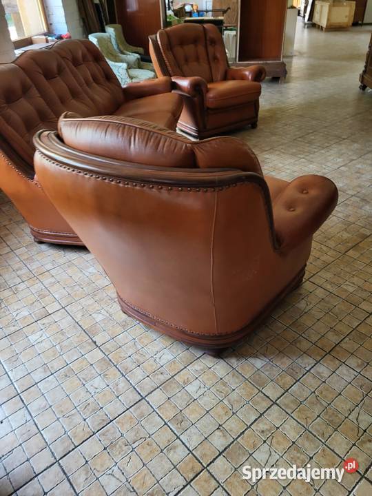 Wypoczynek skórzany kanapa 3 osobowa z dwoma sprzedam