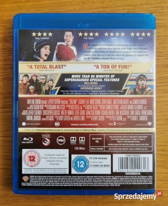 Shazam Bluray En 2019 Zachary Levi Blu-ray Parzęczew