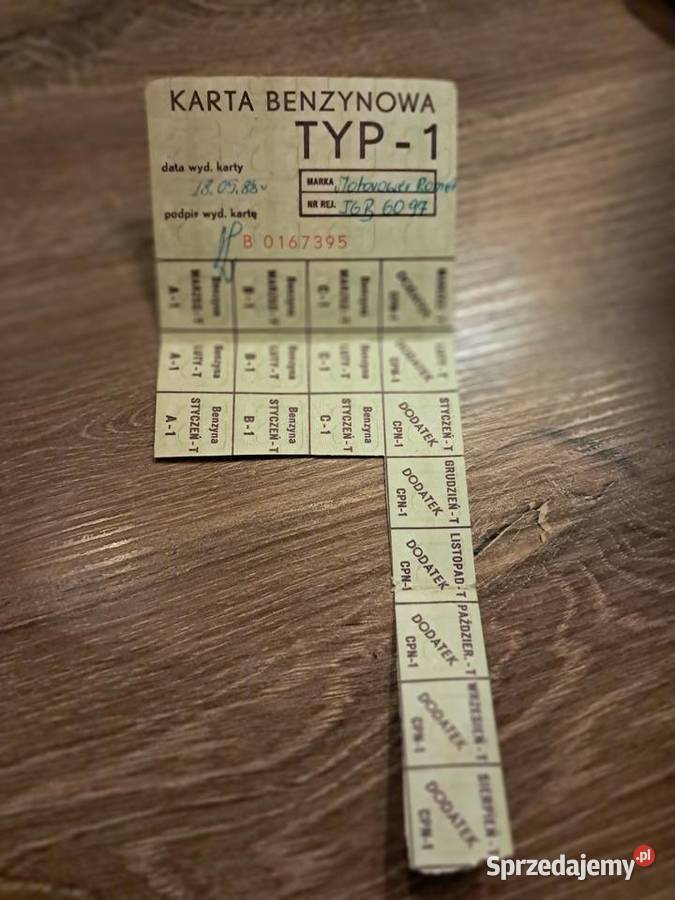 karta benzynowa z prlu typ1 Pozostałe świętokrzyskie