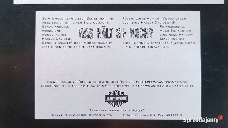 HARLEY DAVIDSON 1997 Program paleta modeli