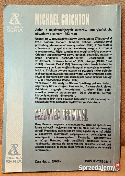 Książka Człowiek Terminal M Crichton fantasy