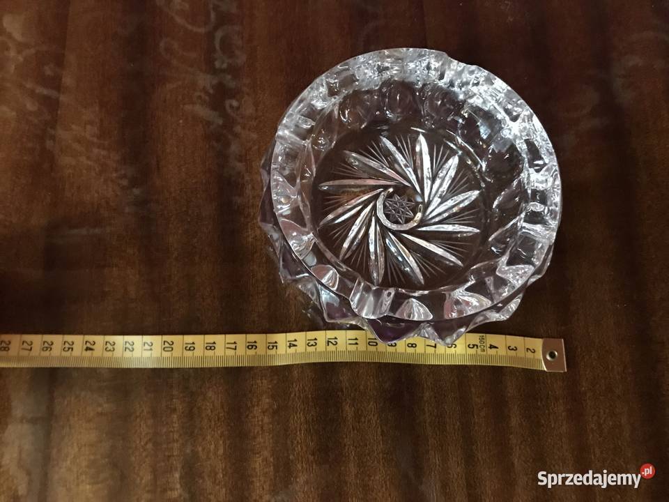 Duża kryształowa popielniczka PRL 14 Łódź