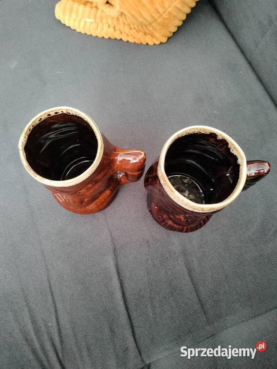 Kufle do piwa ceramika fajka PRL zestaw Pozostałe