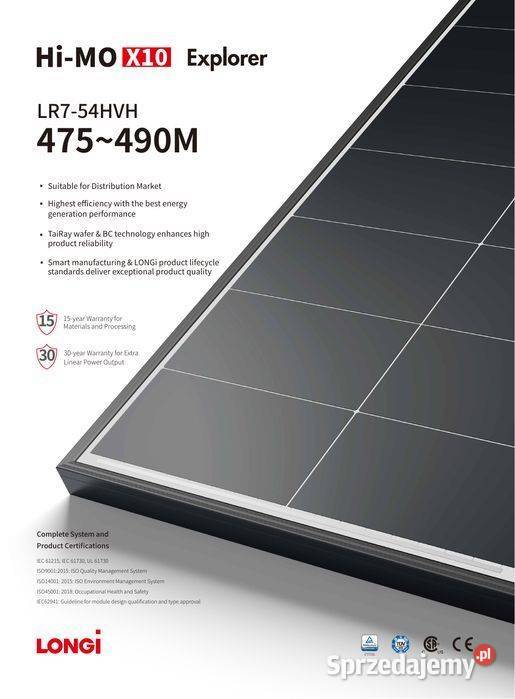 LONGi Solar 480W LR754HVH480 HiMO X10 sprzedam