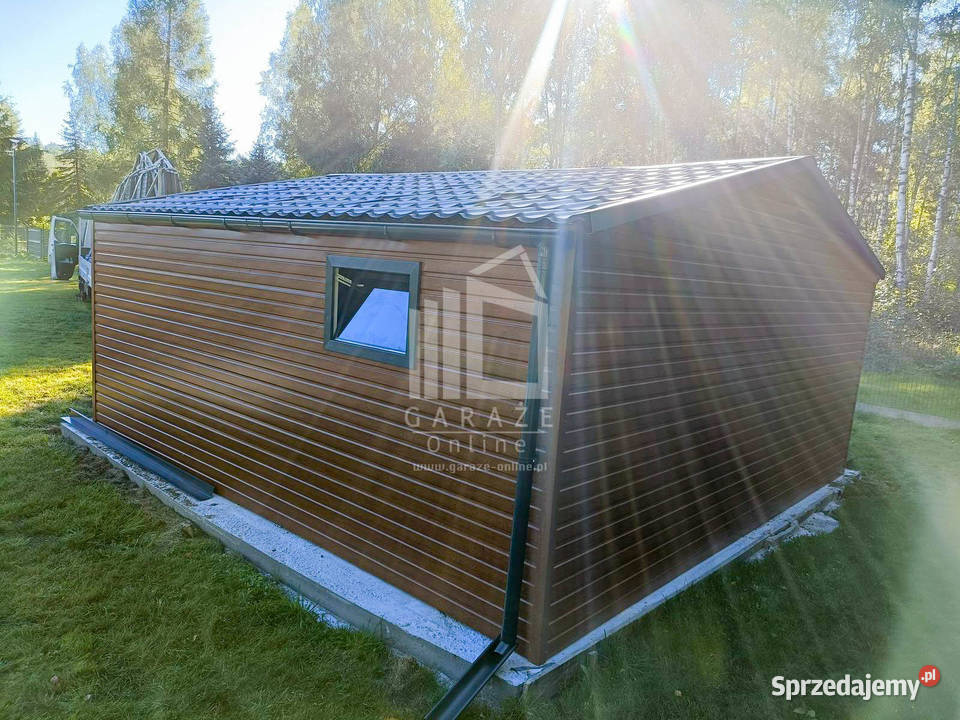 GARAŻ BLASZANY 5m x 6m poziom dwuspad Brama Lidzbark Warmiński