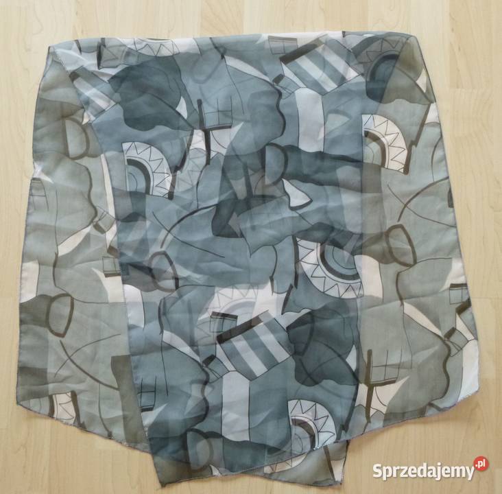 Lekki przezroczysty szary szal w abstrakcyjne Warszawa