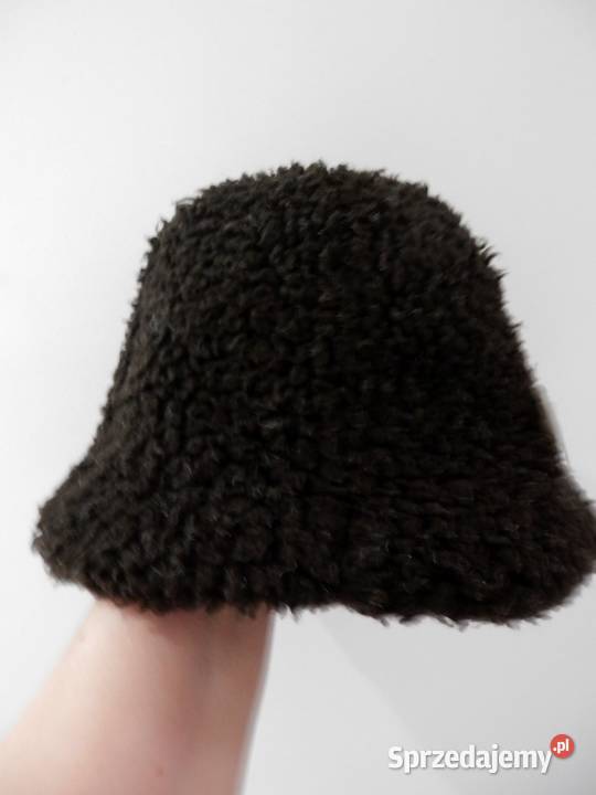 Czapka Bucket Jeansowa ze Sztucznym Brązowym Nakrycia głowy podlaskie sprzedam