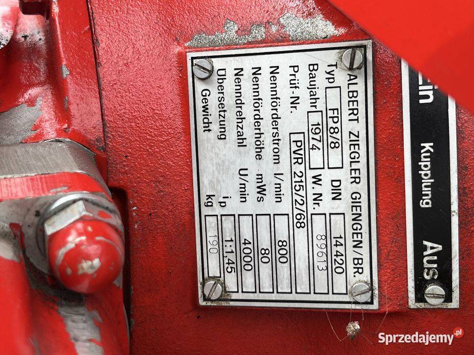 Motopompa Ziegler FP 88 1974 Silnik Volkswagen wielkopolskie Tuliszków sprzedam