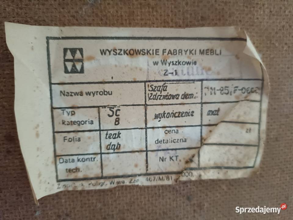 Meblościanka PRL szafa regał witryna mazowieckie Zabrodzie