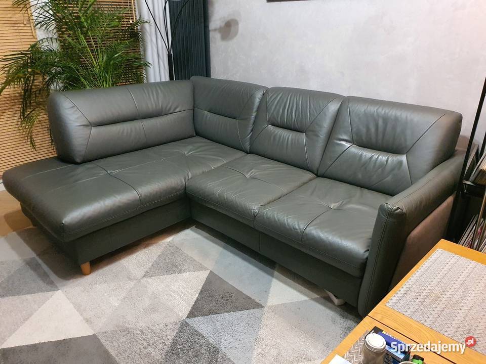 Elegancka skórzana kanapa narożnik