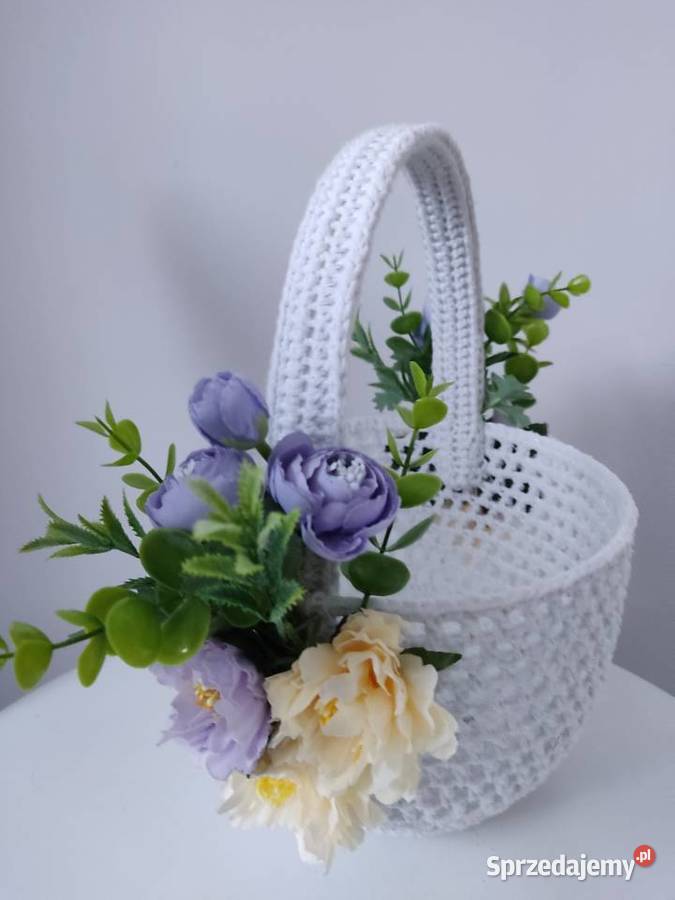 Koszyk szydełkowy biały Dekoracje i ozdoby