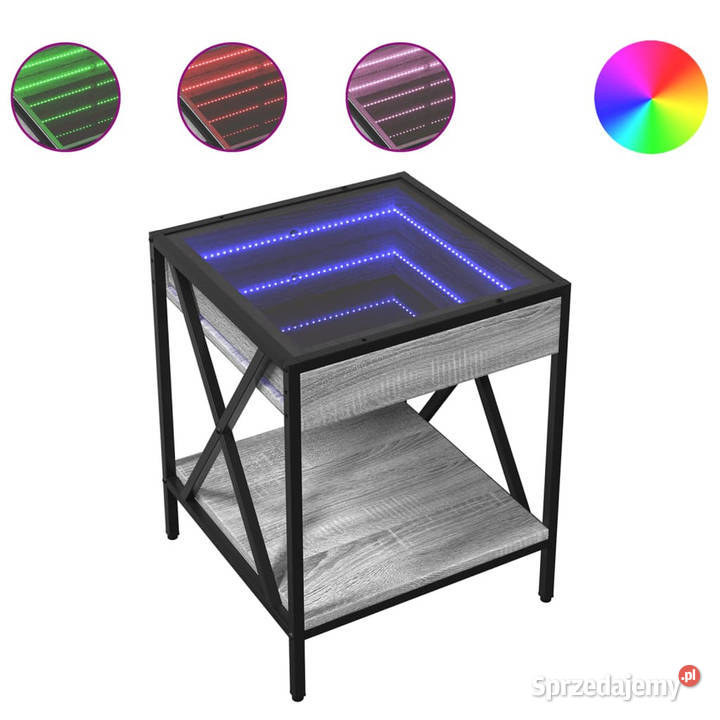 Stolik kawowy z LED Infinity szary dąb sonoma Warszawa