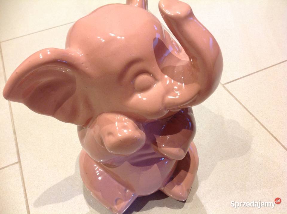 Słoń Ceramiczny Różowy Vintage Nowa Sól