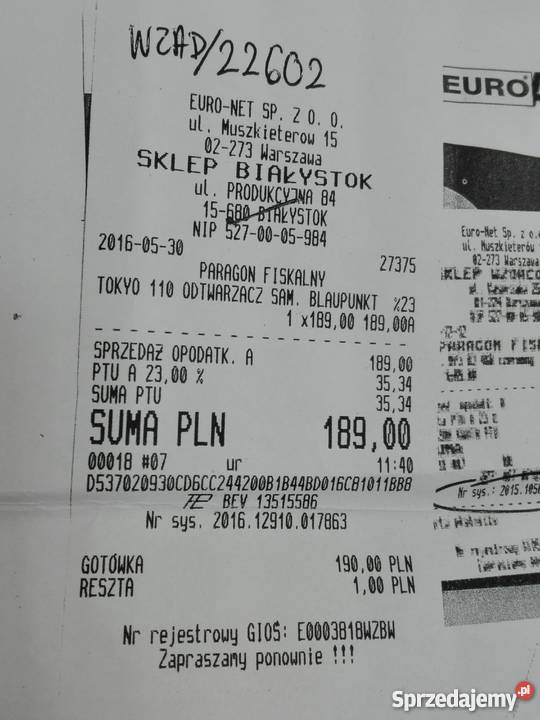 Radio samochodowe BLAUPUNKT TOKYO 110 USB SD Białystok