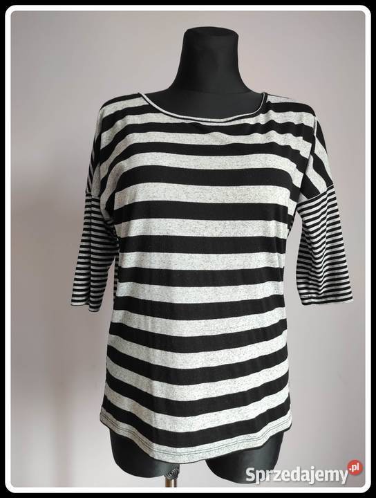 Reserved czarnoszara bluzka w paski oversize 38 czarny Płock