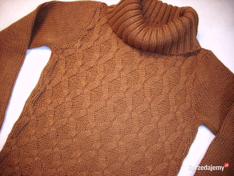 Karmelowy Ciepły Sweter Splot Golf j Nowy 36 38 Nowy Sącz
