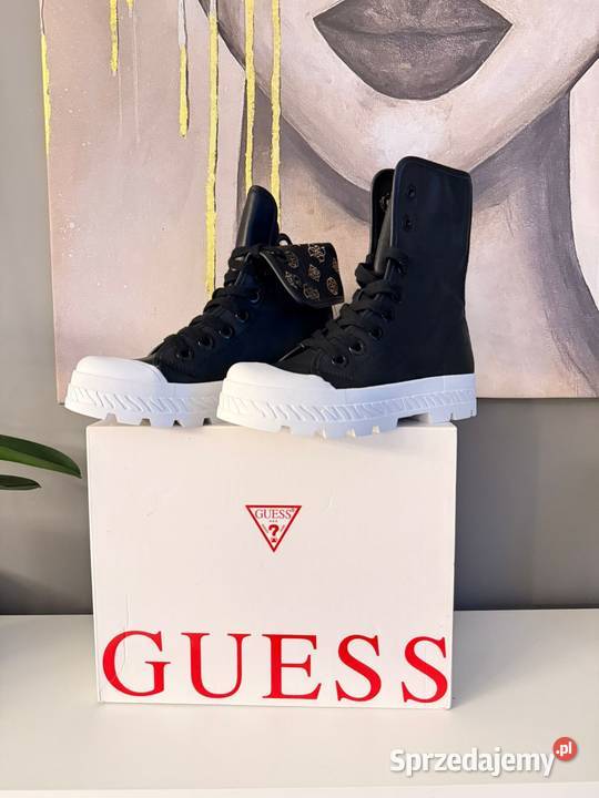 Czarne wysokie trampki damskie Guess Horlo Black Jelenia Góra