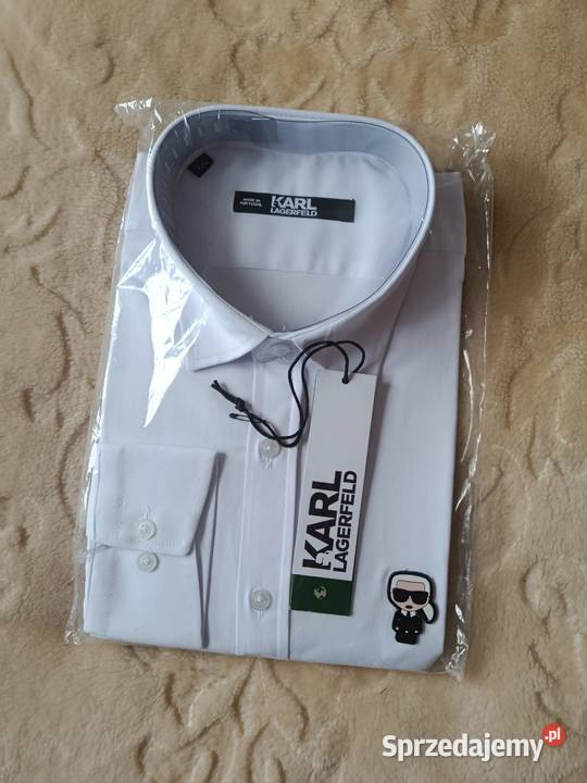 Koszula męska Karl Lagerfeld kolor biały rozmiar Odzież wyjściowa