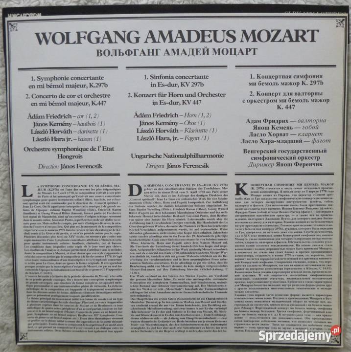 Płyta winylowa LP 1981 Mozart waltornia obój sprzedam