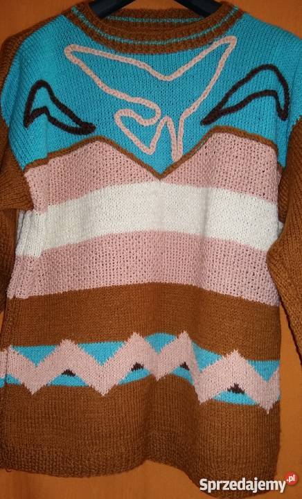 Wełniany kolorowy sweter ML