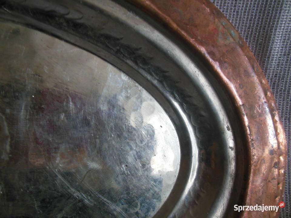 Talerz owalny z miedzi ocynkowany PRL Kielce