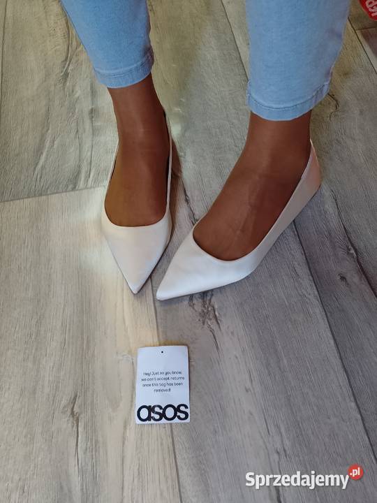 40 ASOS Design Białe baleriny baletki wieczorowe tkanina Kraków