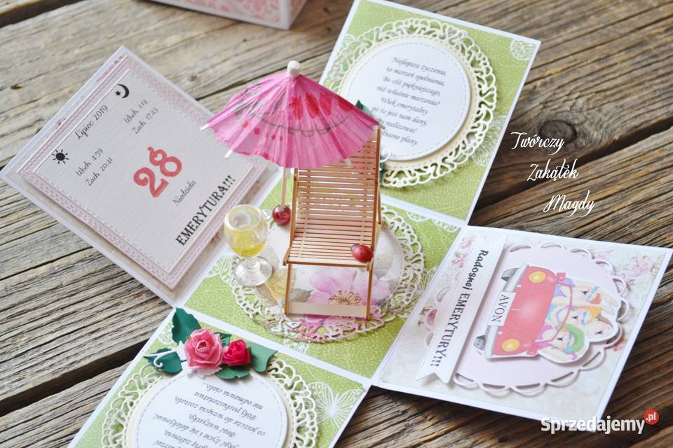 Kartka w pudełku exploding box emerytki Słupsk