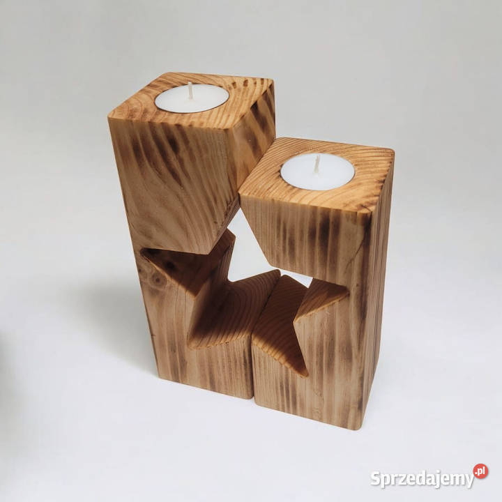 Drewniany Świecznik Świąteczny Gwiazda