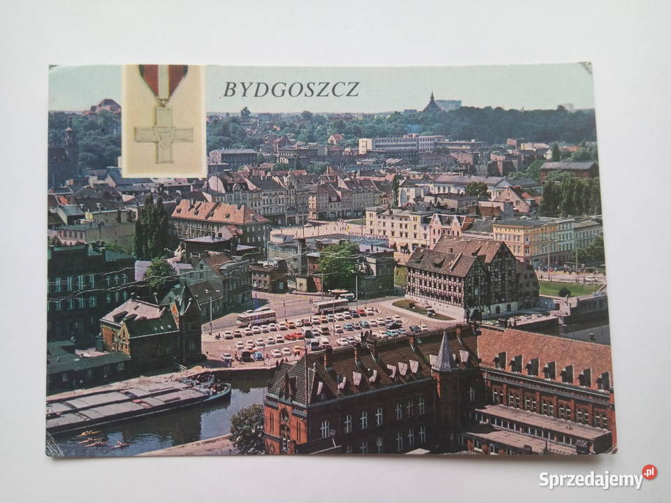 Pocztówka Bydgoszcz 1980r PRLu Znaczek Dąbrowa Górnicza