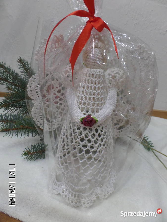 Ozdoba Anioł stojący z włosami podkarpackie Dukla