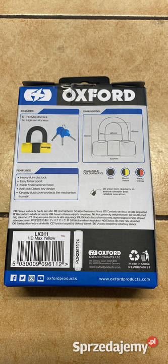 OXFORD ZABEZPIECZENIE ANTYKRADZIEŻOWE KŁÓDKA NA Łódź sprzedam