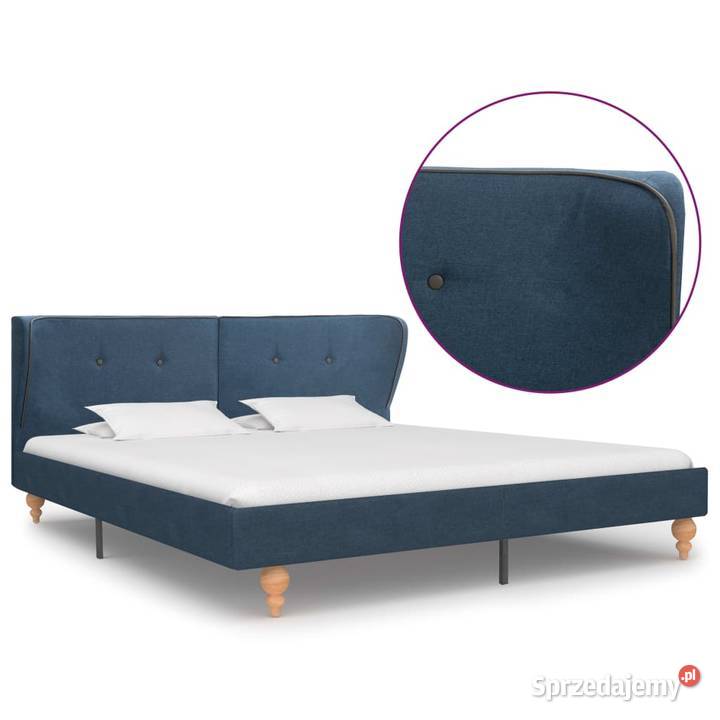 vidaXL Rama łóżka, niebieska, tapicerowana tkaniną 280580