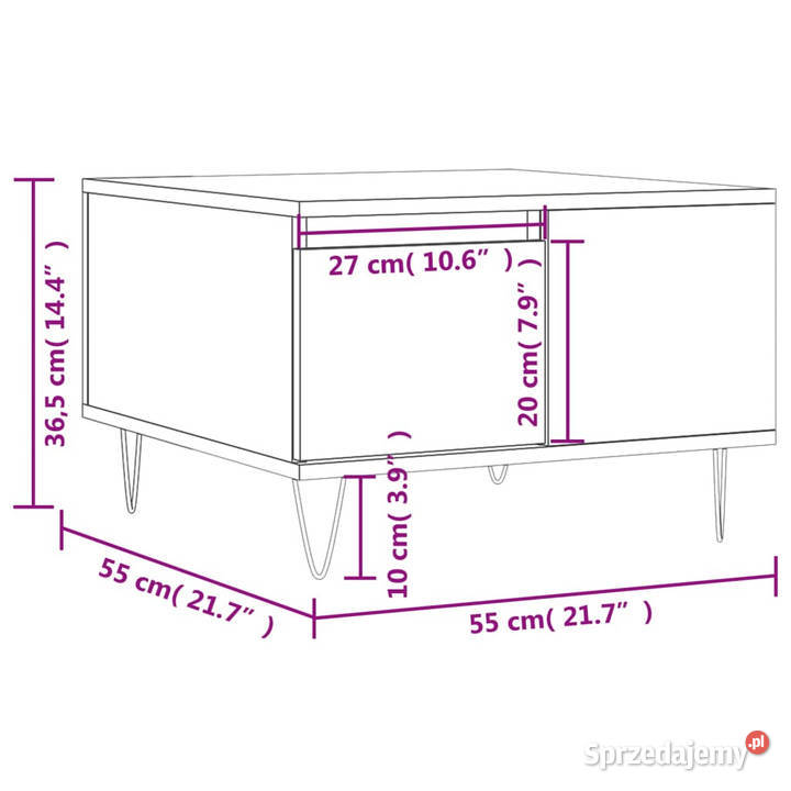Stolik kawowy brązowy dąb 55x55x365 WM830763 Warszawa sprzedam