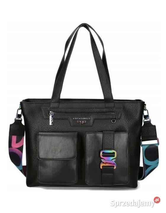 Torebka damska Ego duża czarna z kieszeniami 38cm Torby i torebki Września sprzedam