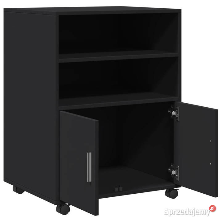 Szafka na kółkach czarna 60x48x81 materiał
