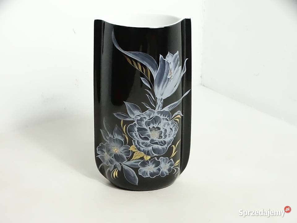 Elegancki czarny wazon porcelanowy Seltmann Wazony Biłgoraj