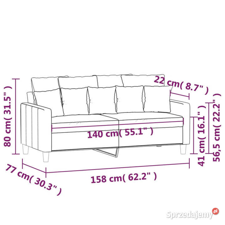 Sofa 2osobowa niebieski 140 tapicerowana Warszawa